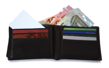 portefeuille et billet d'euros
