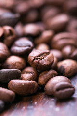 Coffee on grunge wooden background