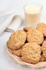 Homemade oatmeal cookies and milkshake