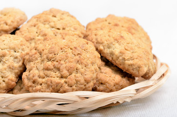 Homemade oatmeal cookies, close up view