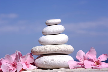 Zen Stones with Pink Flowers