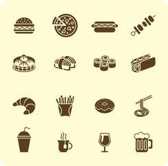 Fast food icon set