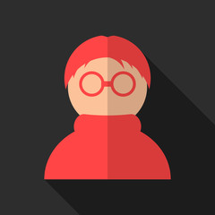 red anonymous icon with long shadow