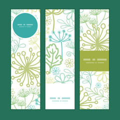 Vector mysterious green garden vertical banners set pattern