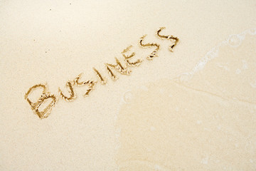 Beach: Wave About To Wash Away Business Word