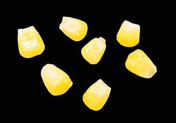 corn on a black background. close-up