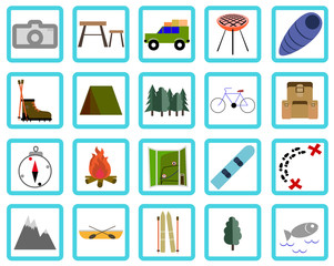 Vacation, Recreation & Travel, icons set.