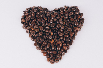 Corazón granos de café