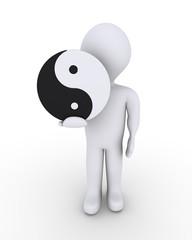 Person holding yin-yang symbol