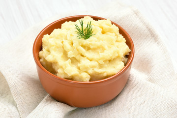 Mashed potato in ceramic bowl