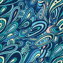 Blue hand-drawn seamless texture