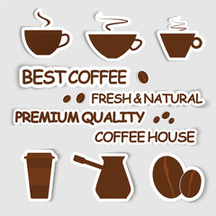 Set of coffee stickers