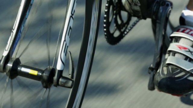VRHNIKA, SLOVENIA - AUG 24, 2013: Detail shot of frontal racing bike steering axis
