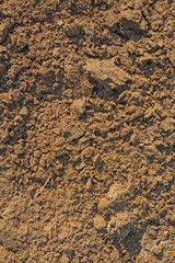 close up view on fresh plouged ground texture
