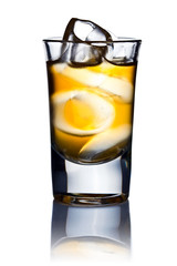 alcoholic drink  and natural ice isolated on white