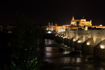 Vista nocturna del Puente Viejo de Córdoba