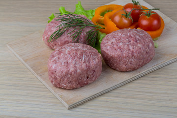 Raw burger cutlet