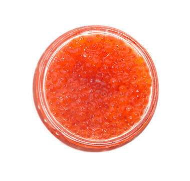 red caviar on a white background