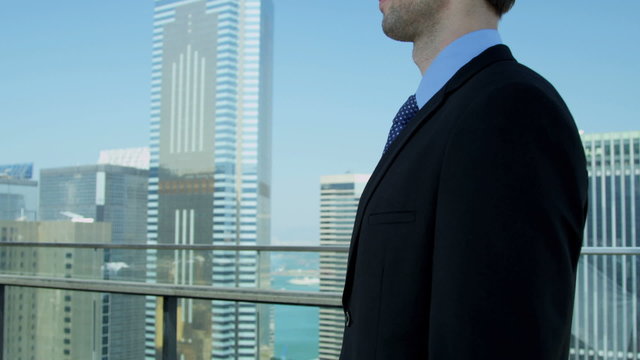 Close Up Male Caucasian Finance Consultant Outdoors