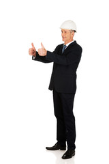 Construction businessman showing ok sign
