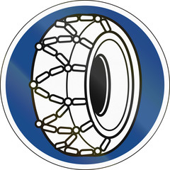 German traffic sign indicating that snow chains are required