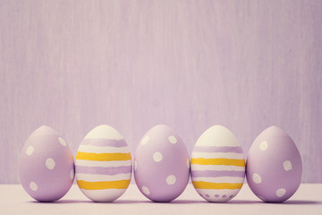 Colorful easter eggs. Background with easter eggs. With retro fi