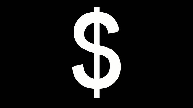 dollar 3d sign - full rotation with alpha matte
