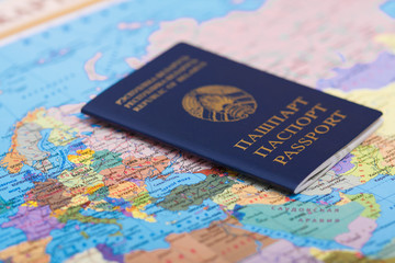 Passport of the Republic of Belarus on the world map