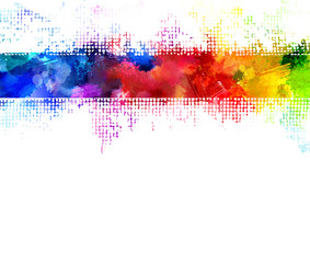 Bright watercolor strip. Rainbow stains - 77406398