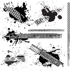 Naklejka premium Dirty tire tracks set collection
