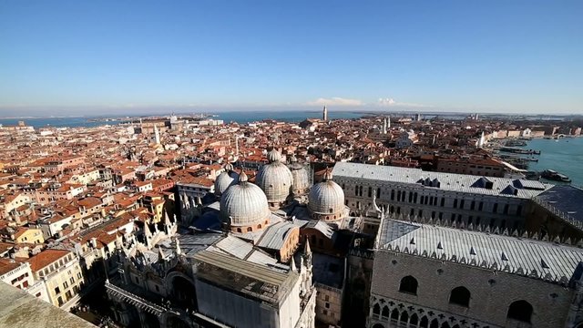 Aerial view of Venice Italy from Campanile St Mark