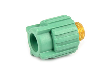 Plastic pipe connector isolated on white background