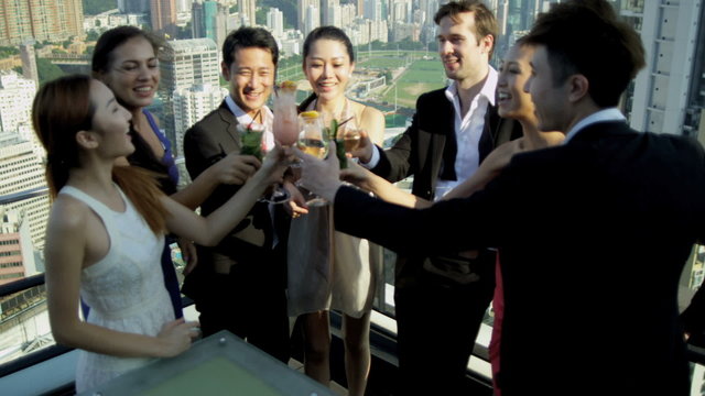 Team Business Associates Social Meeting Rooftop Bar