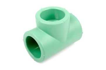 Plastic pipe connector isolated on white background