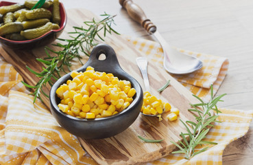 marinated corn in a bowl