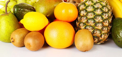 Assortment of exotic fruits isolated on white