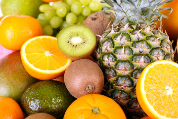 Naklejka na ściany i meble Assortment of exotic fruits close-up