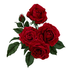 Bouquet of red roses  isolated on white.