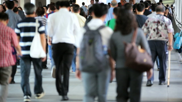 Hong Kong Commuters Starting Working Day