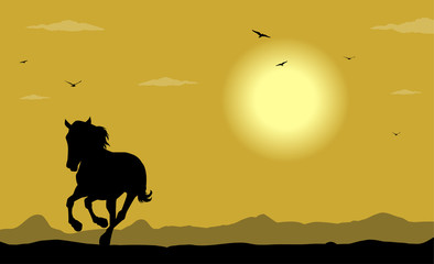 Naklejka premium silhouette di cavallo selvaggio