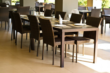 Table for customer service in the restaurant