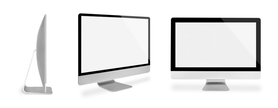 Computer monitors on white background