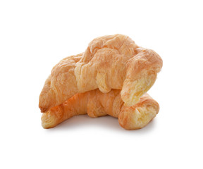 Fresh and tasty croissant over white background