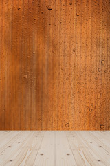 pine wood and drop water on glass background