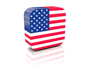 Square icon with flag of united states of america