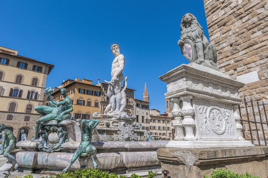 The Fountain of Neptune by Ammannati in Florence, Italy