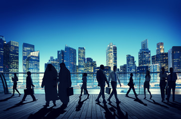 Fototapeta na wymiar Business People Global Commuter Walking City Concept
