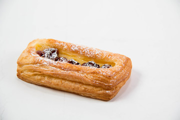 Raisin Danish tasty pastronbn white background