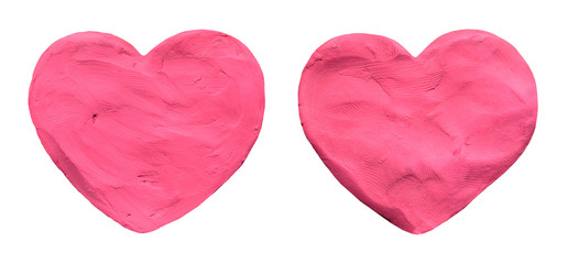 Two pink hearts of plasticine - 77426165