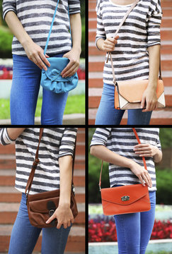 Different handbags in collage